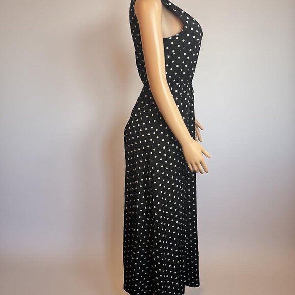 Polka Dot Print Black Maxi Dress - Picture 3 of 7